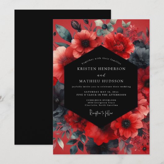 Ruby Moody Anemone Wedding 招待状 (正面/裏面)