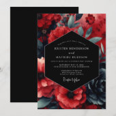 Ruby Nocturne Bloom Wedding 招待状 (正面/裏面)