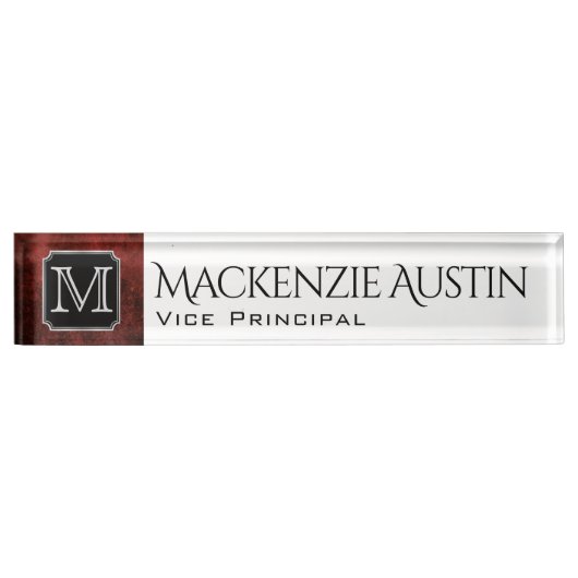 Ruby Office |緋色カスタムガーネット紅色 | デスクネームプレート (正面)