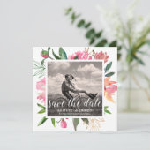 Ruby Pink Peony Botanical Photo Save the Date 招待状 (スタンド正面)