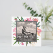 Ruby Pink Peony Botanical Photo Save the Date 招待状 (スタンド正面)