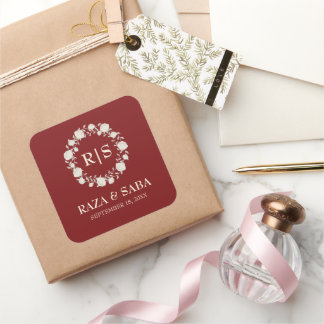 Ruby Radiance Red and Cream Wedding スクエアシール