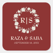 Ruby Radiance Red and Cream Wedding スクエアシール (正面)