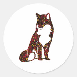 Ruby Red王室のと金ゴールドMarble Texture on fox ラウンドシール