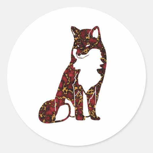 Ruby Red王室のと金ゴールドMarble Texture on fox ラウンドシール (正面)