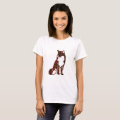 Ruby Red王室のと金ゴールドMarble Texture on fox Tシャツ (正面フル)