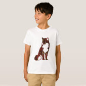 Ruby Red王室のと金ゴールドMarble Texture on fox Tシャツ (正面フル)