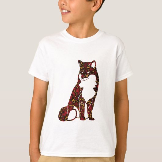 Ruby Red王室のと金ゴールドMarble Texture on fox Tシャツ (正面)