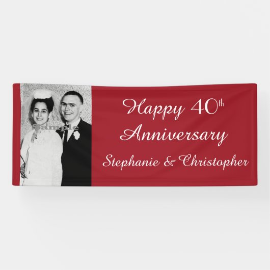 Ruby Red 40th Anniversaryパーティーエレガント写真 横断幕 (横)