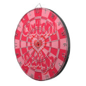 Ruby Red and Pink Heart Design Custom Text ダーツボード (正面右)