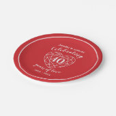 Ruby red anniversary 40年のパーティープレート ペーパープレート (アングル)
