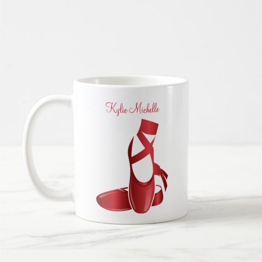 Ruby Red Ballet Slippers w Name Dance コーヒーマグカップ (左)