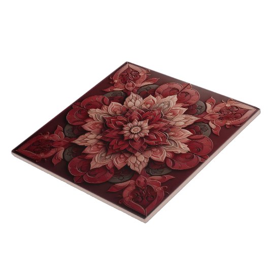 Ruby Red Elegance 3D Effect Designerタイル タイル (側面)