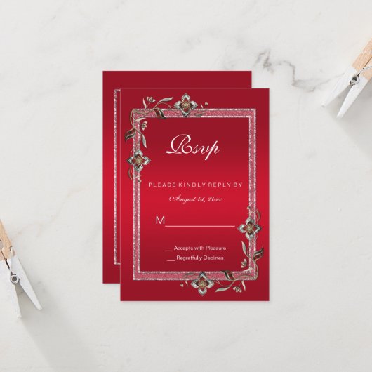 Ruby Red GemsとグリッターRuby 40TH 結婚's (正面/裏面インサイチュ)