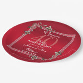 Ruby Red Gems &グリッターRuby 40TH 結婚's ペーパープレート (アングル)