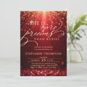 Ruby Red Gold Glitter Calligraphy 80th Birthday 招待状 (スタンド正面)