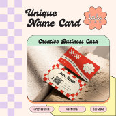 Ruby Red Groovy Editable Business Card for Studio 名刺