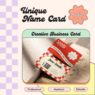 Ruby Red Groovy Editable Business Card for Studio 名刺