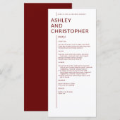 Ruby Red Isolated Namesのミニマル結婚リスト メニュー (正面/裏面)
