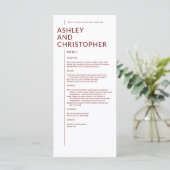 Ruby Red Isolated Namesのミニマル結婚リスト メニュー (スタンド正面)