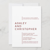 Ruby Red Isolated Namesのミニマル結婚リスト 招待状 (正面)