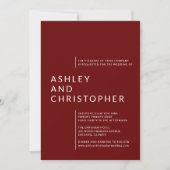 Ruby Red Isolated Namesのミニマル結婚リスト 招待状 (正面)