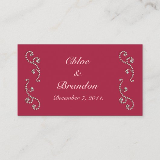 Ruby Red、Pink、Pearlsの結婚Webサイトカード エンクロージャーカード (正面)