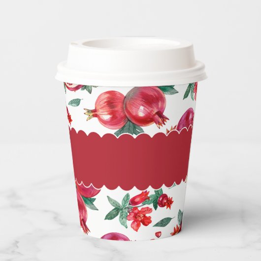 Ruby Red Pomegranate Botanicalカスタマイズ可能 紙コップ (裏面)