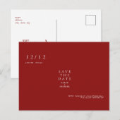 Ruby Red Simple Text Only Wedding Save the Date ポストカード (正面/裏面)