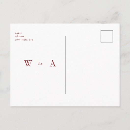 Ruby Red Simple Text Only Wedding Save the Date ポストカード (裏面)