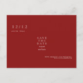 Ruby Red Simple Text Only Wedding Save the Date ポストカード (正面)