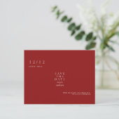 Ruby Red Simple Text Only Wedding Save the Date ポストカード (スタンド正面)