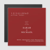 Ruby Red Simple Wedding Magnet Save the Date (正面/裏面)