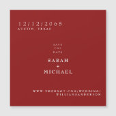 Ruby Red Simple Wedding Magnet Save the Date (正面)