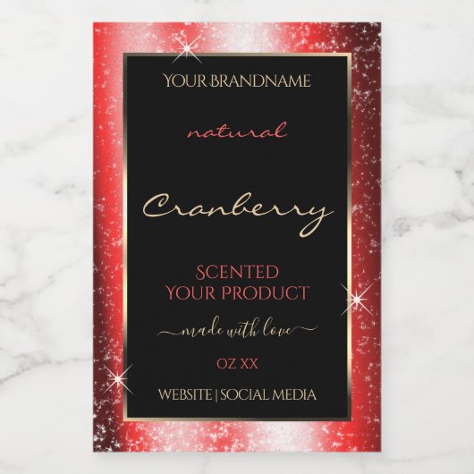 Ruby Red Sparkleグリッターフレーム製品ラベル フードラベル (シングルラベル)