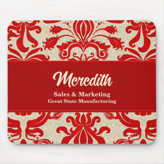 Ruby Red Swirl Business Officeテーマ マウスパッド (正面)