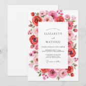 Ruby Red Vivacious Summer Wedding 招待状 (正面/裏面)