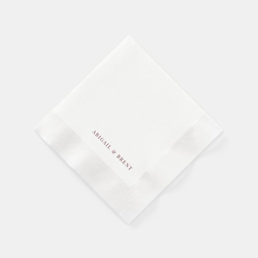 Ruby Red White Personalized Coined Wedding 縁ありカクテルナプキン (角)