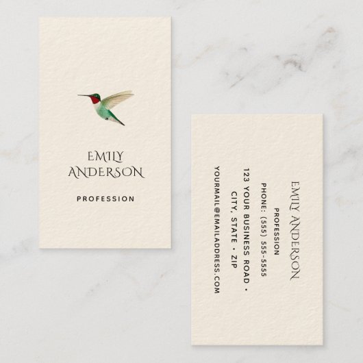 Ruby-throated Hummingbirdビジネスカード 名刺 (正面/裏面)