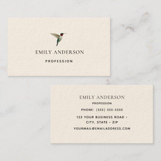 Ruby-throated Hummingbirdビジネスカード 名刺 (正面/裏面)
