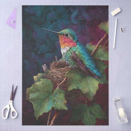 Ruby Throated Hummingbird Decoupage 薄葉紙 (クラフト)