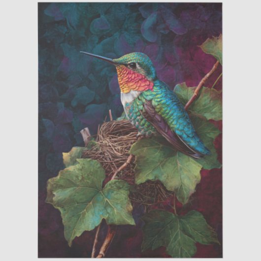 Ruby Throated Hummingbird Decoupage 薄葉紙 (正面)