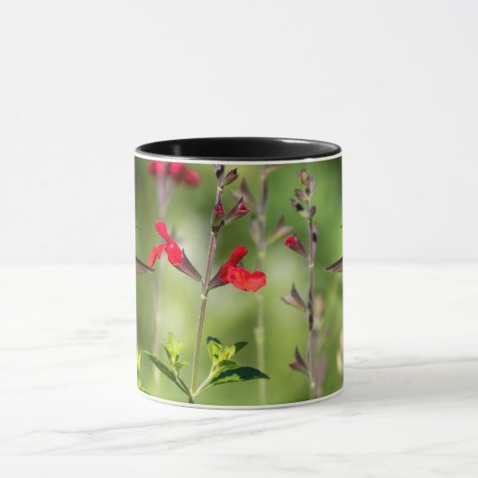 Ruby-Throued Hummingbird "in Radio Red Salvia" マグカップ (中央)
