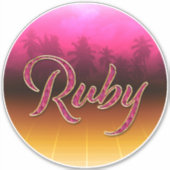 Ruby Vorname Name golden pink Aufkleber Sticker シール (正面)