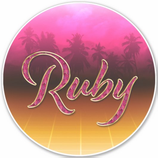 Ruby Vorname Name golden pink Aufkleber Sticker シール (正面)