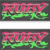 Ruby Vorname Name Graffiti Aufkleber Sticker シール (正面)