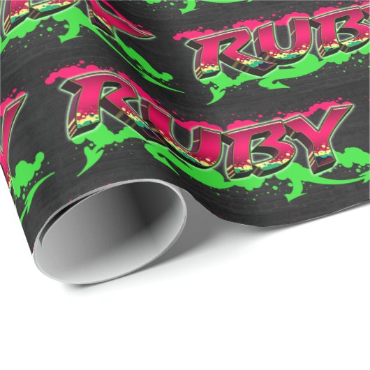 Ruby Vorname Name Graffiti red green ラッピングペーパー (ロールコーナー)