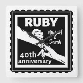 Ruby wedding anniversary holding hands 40th スクエア壁時計