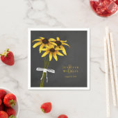 Rudbeckia Black Eed Susanの花とリボンを結んだ スタンダードカクテルナプキン (インサイチュ)