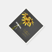 Rudbeckia Black Eed Susanの花とリボンを結んだ スタンダードカクテルナプキン (角)